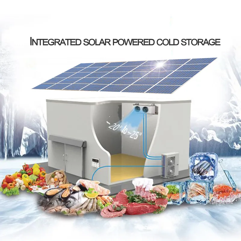Solar Cold Storage Chill Walk in Freezer Room with Built-in Battery Storage System Refrigeration Equipment