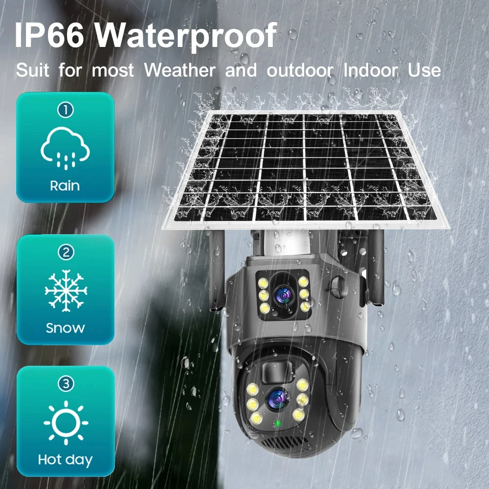 New Design 360 Degree Solar Powered Cctv Camera 10X Zoom Hd Intelligent Solar Energy Alert Ptz Camera Dual Lens 4g Solar Camera