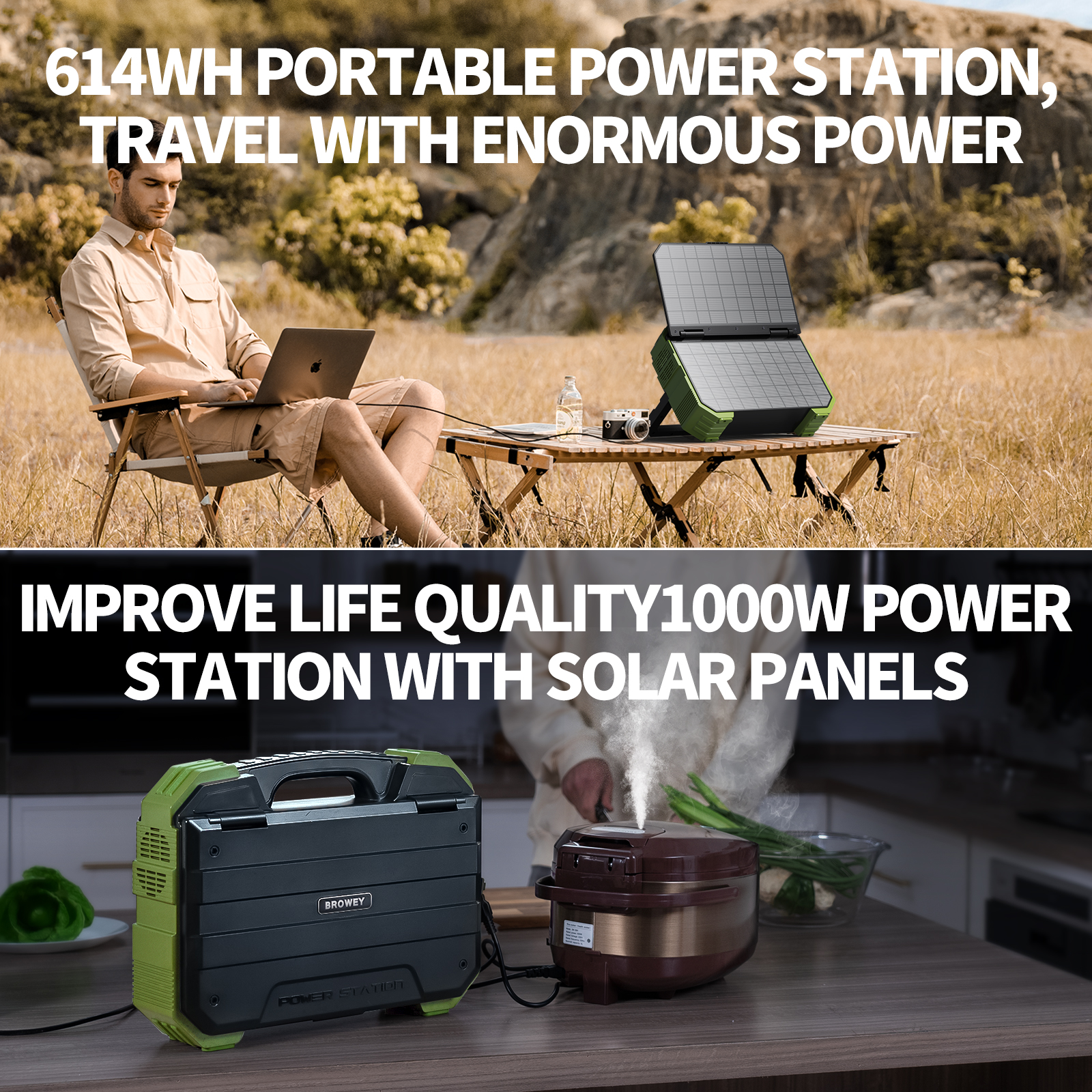 1600W Solar Generator Station 1024Wh LiFePO4 Battery MPPT Pure Sine Wave /CE/ Certified USB/Type-C DC Output Car Compatible
