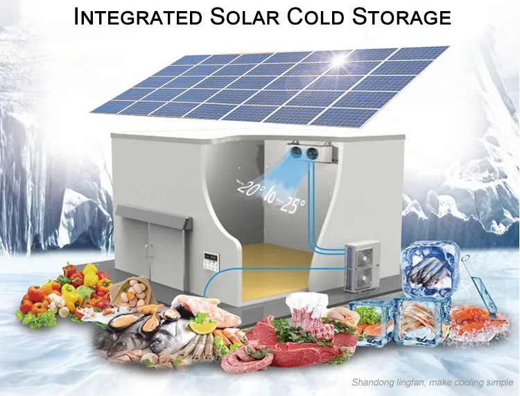 Solar Cold Storage Chill Walk in Freezer Room with Built-in Battery Storage System Refrigeration Equipment