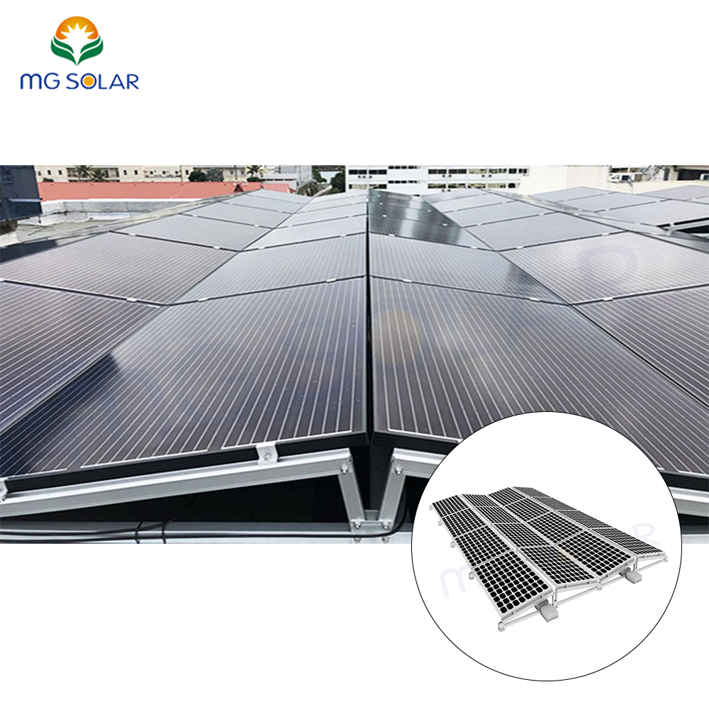 Rail-less Solar Mounting System East-West PV Panel Bracket Flat Roof Adjustable Structure