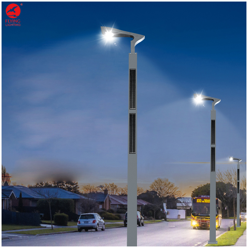 AC&amp;DC Hybrid Solar LED Street Light Outdoor Waterproof IP65 All in One Integrated Modern Pole Lights for Industrial Highway Road