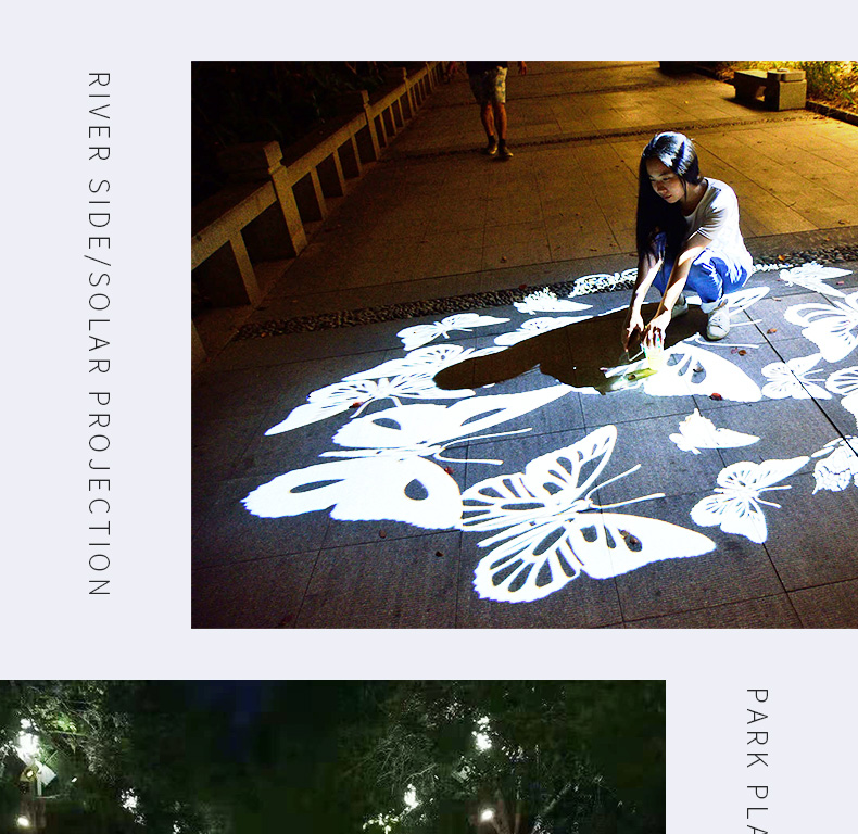 IP67 Waterproof Aluminum Alloy Solar LED Gobo Logo Projector Light Outdoor Advertising Spotlight for Floor Signs