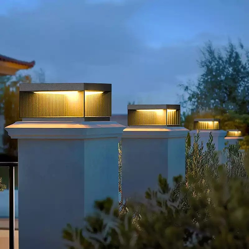 LED Pillar Light Waterproof Outdoor Solar Garden Villa Gate Lighting IP65 E27 Base Q235 Steel Warm White 3500K 50000 Hours 80