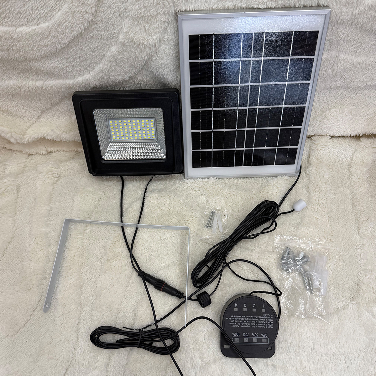 Solar LED Flood Light Motion Sensor 4 Modes Pull String Switch Waterproof Outdoor Security Light