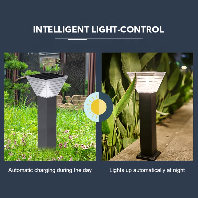 Aluminum Solar Powered Pathway Light 5W Outdoor Landscape Light IP65 Waterproof Solar Bollard Light
