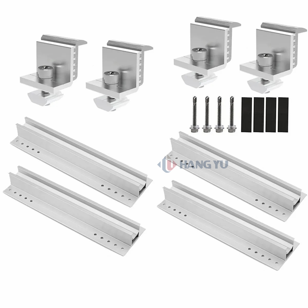 Aluminum Rail For Solar Panel Mounting PV Bracket System For Roof Installation And Mid Clamp Solar Panel Installation
