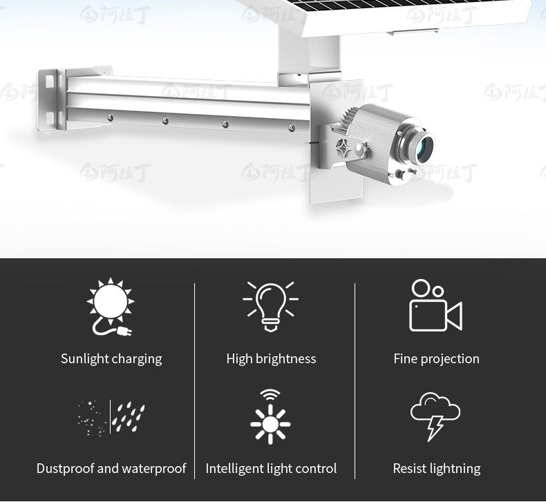 IP67 Waterproof Aluminum Alloy Solar LED Gobo Logo Projector Light Outdoor Advertising Spotlight for Floor Signs