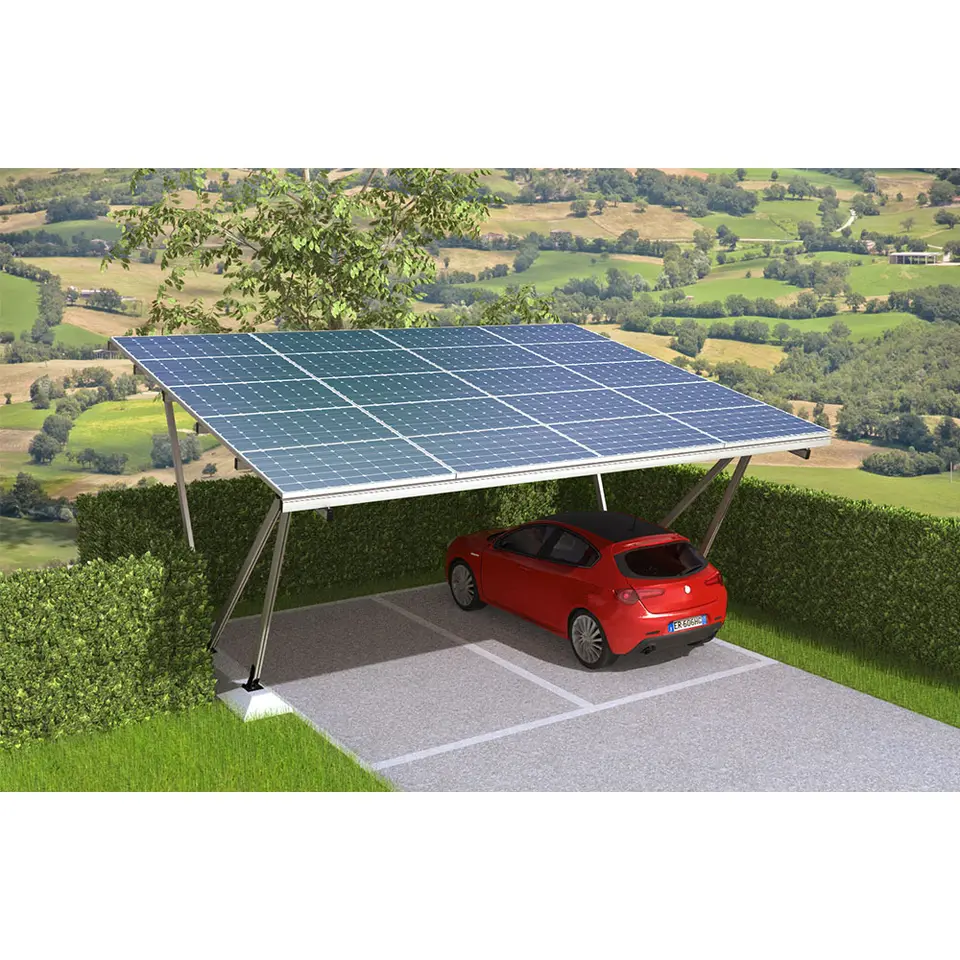 High Pre-assembled 5kw Aluminum Carport Shelter For House Solar Energy Bracket High Efficient Carport Rack Solar Parking Garage