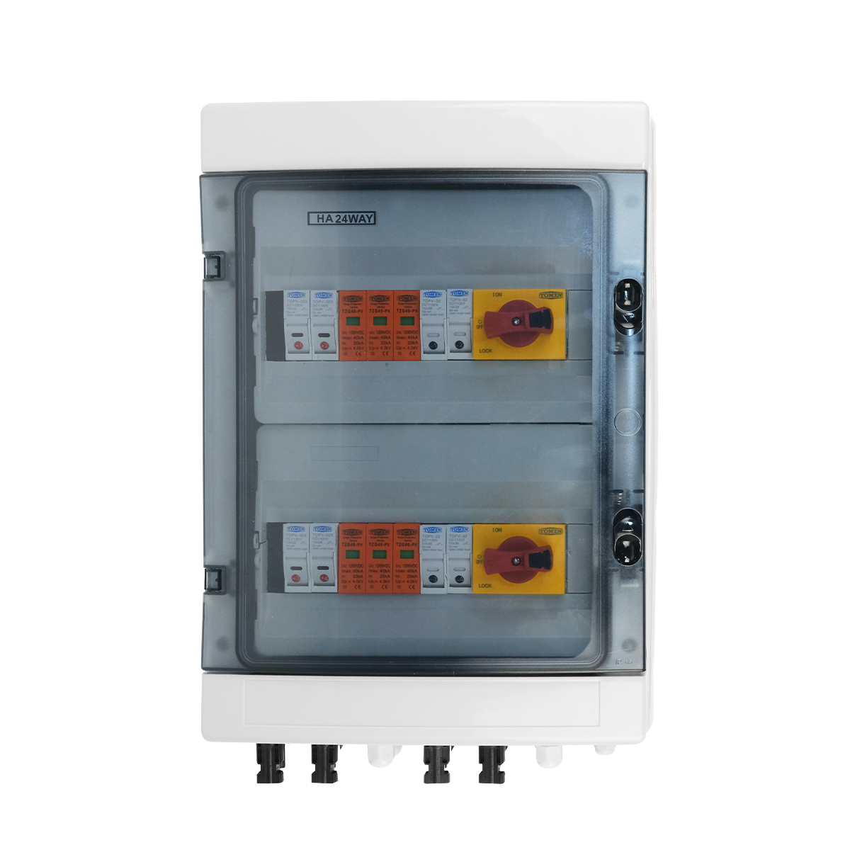For Solar Photovoltaic PV Distribution Box Lightning Protection 4 Input 2 DC 1000V Fuse MCB SPD Waterproof IP65 24-way