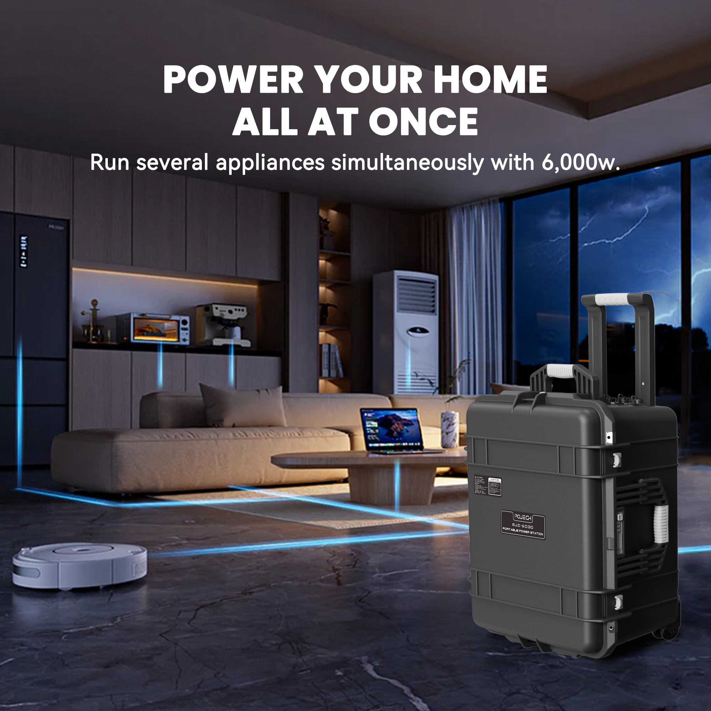 Portable LiFePO4 Electric Solar Generator 6000W Power Station With Solar Panel For Outdoor Camping And Emergency Backup