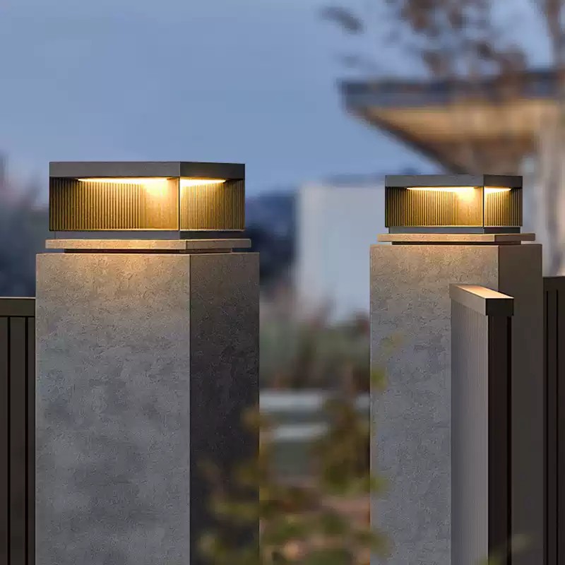 LED Pillar Light Waterproof Outdoor Solar Garden Villa Gate Lighting IP65 E27 Base Q235 Steel Warm White 3500K 50000 Hours 80