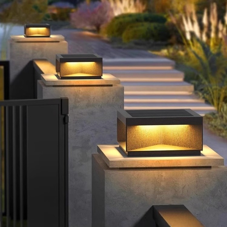 LED Pillar Light Waterproof Outdoor Solar Garden Villa Gate Lighting IP65 E27 Base Q235 Steel Warm White 3500K 50000 Hours 80