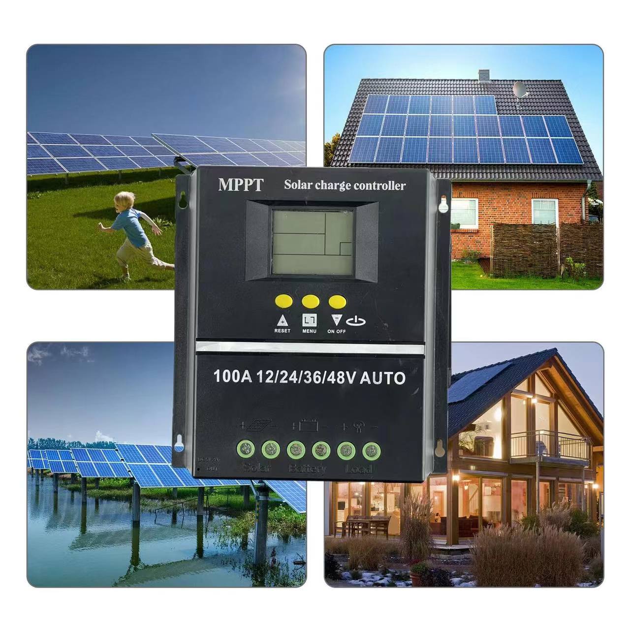 100A MPPT Solar Charge Controller 12V 24V 36V 48V LCD Display PV Panel Battery Intelligent Regulator For Lead-acid/Lithium