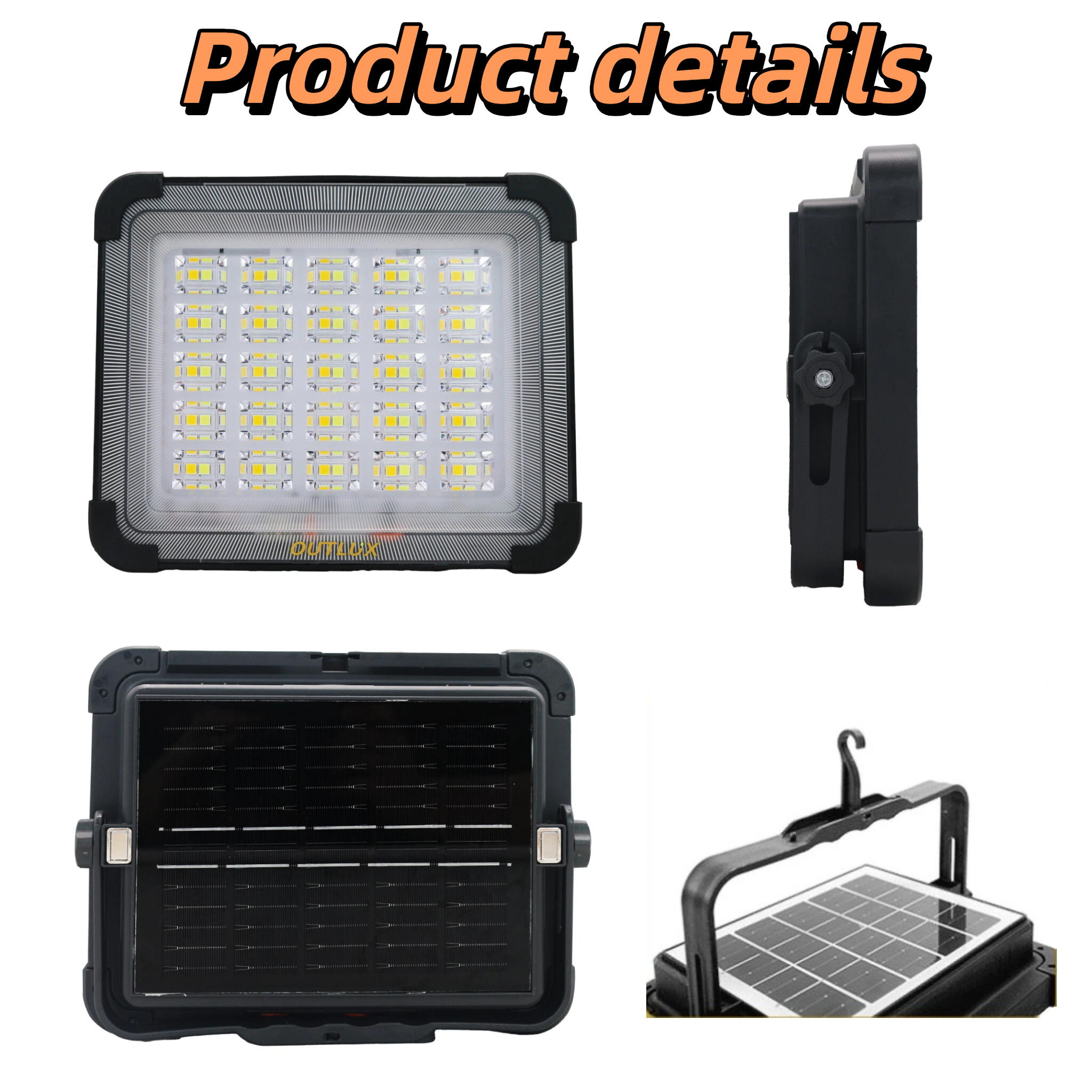 OUTLUX WL001E PP Solar Security Floodlight with Adjustable Fixture for Warehouse Use IP20 LED Solar Led Floodlight