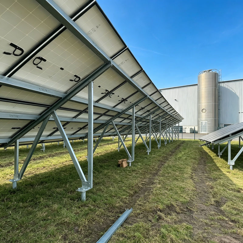 Solar Ground Racking Al-Mg-Zn Coated C Channel Steel Solar Panel Ground Mounting System Solar Panel Structure with Screw Pile