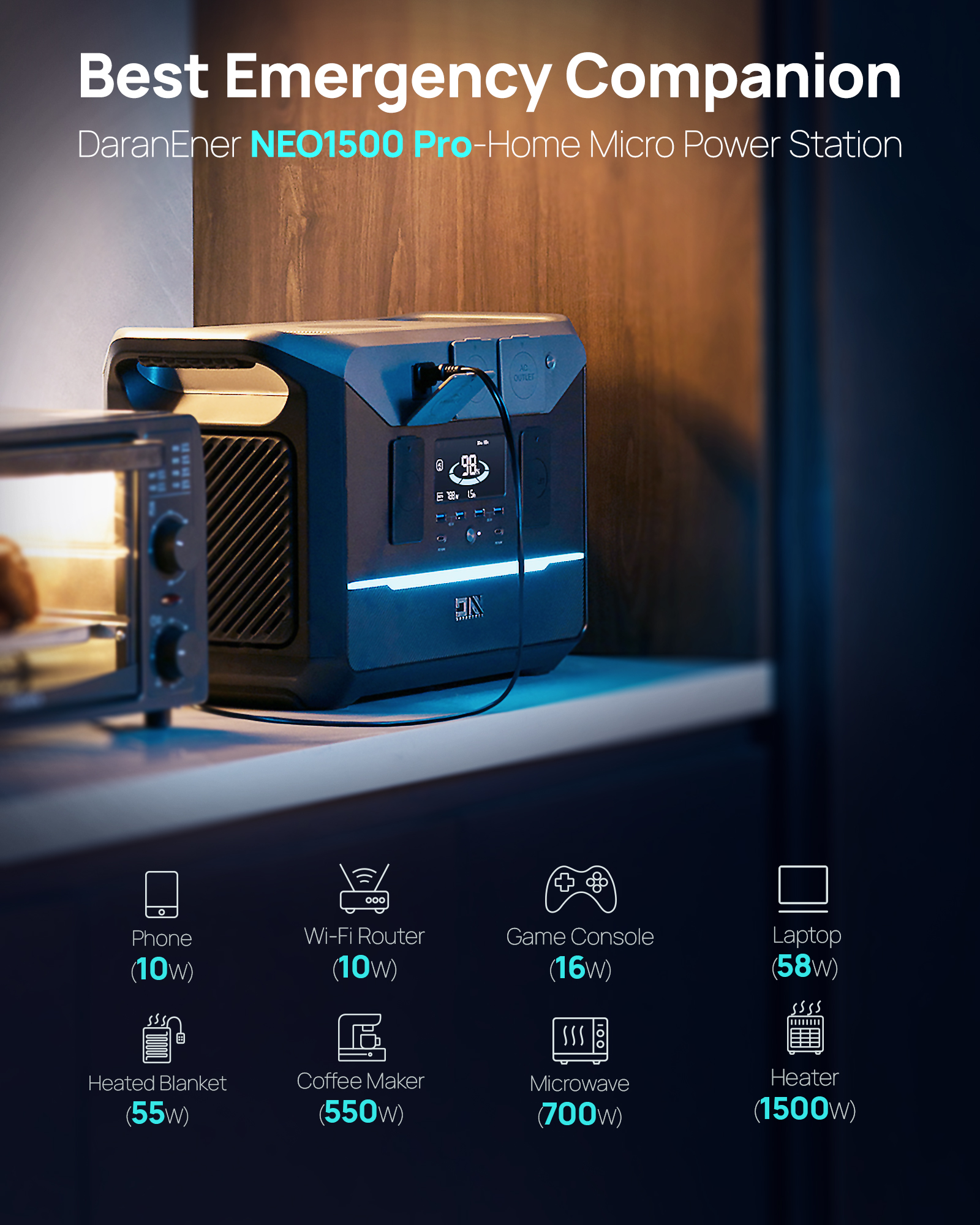 Outdoor Camping 1000W 1500W 2000W 3000W 5000W Solar Generator Home Emergency Backup Power Portable Power Station