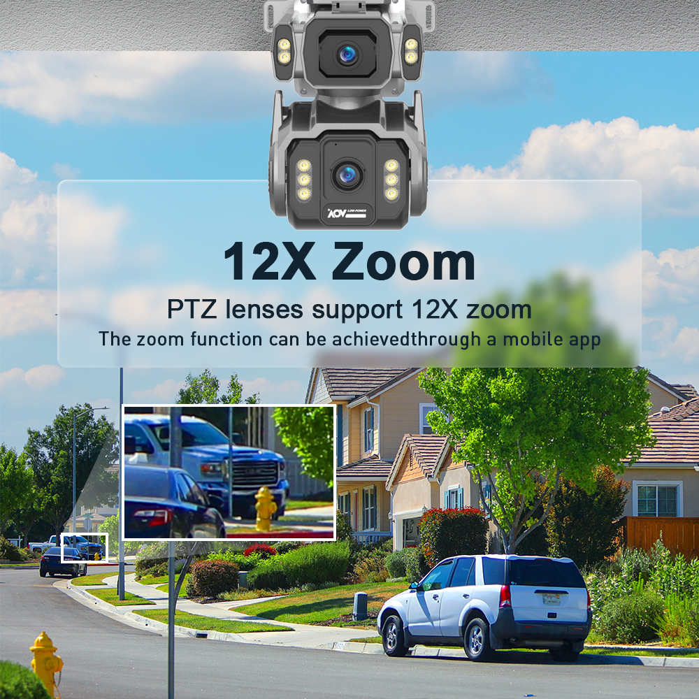 LS VISION 24/7 Video Recording 12X Optical Zoom Solar Outdoor Surveillance Camera 4G SIM Dual Screen Aov Ai Humanoid Tracking