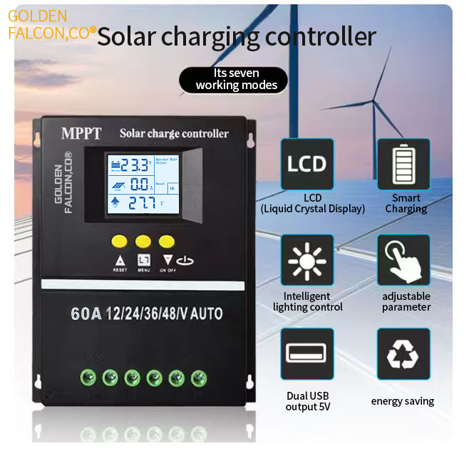 12v 24v 36v 48v Mppt Intelligent Automatic Solar Charge Controller 60A Battery Solar Controller For Solar Systems