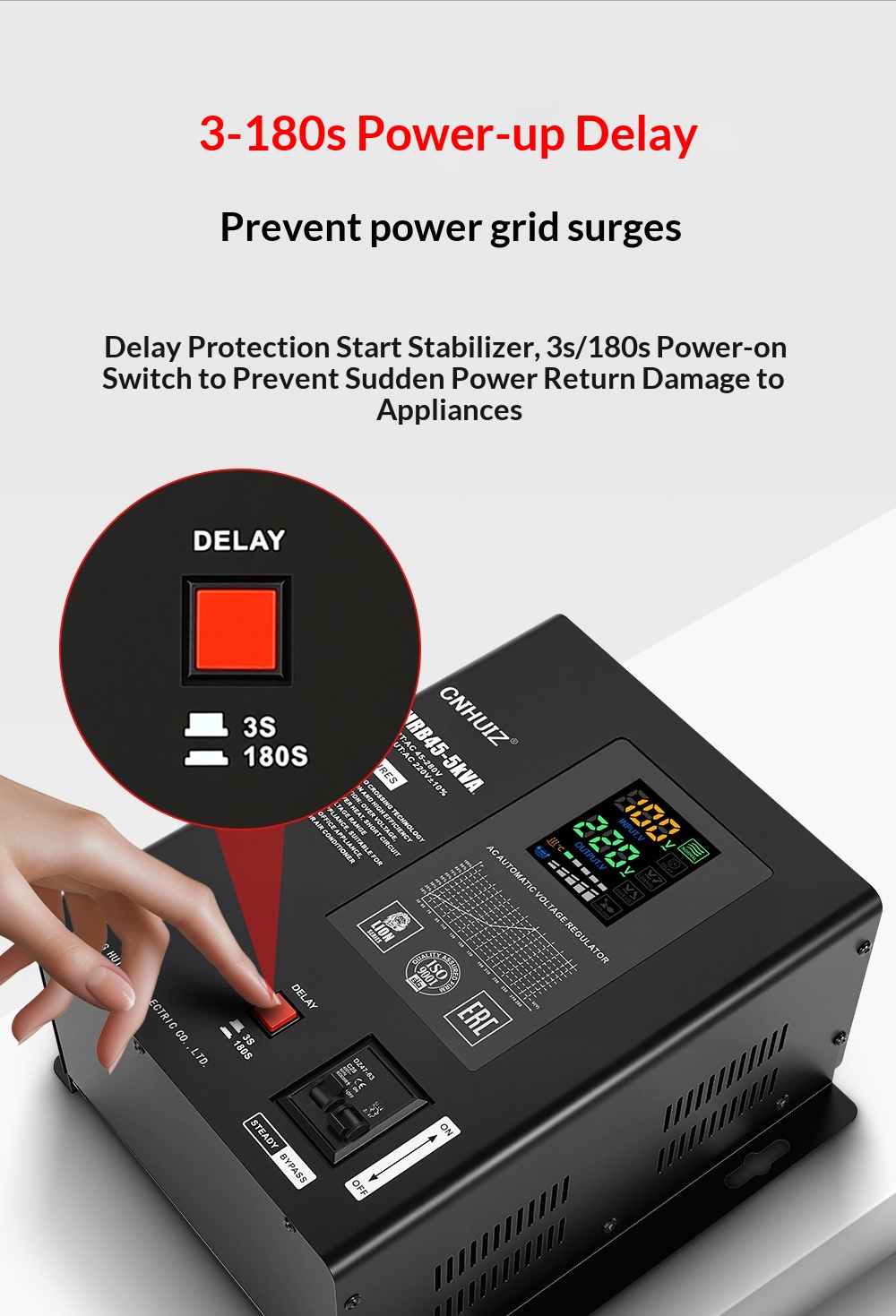 Fully Automatic Household 220V Voltage Stabilizer ultra Low Voltage 45-280V AC air Conditioner Regulated Power Supply 10KVA LED