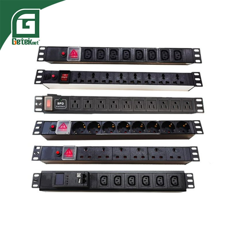 Geteknet OEM ODM Data Center 19 Inch Vertical PDU German EU C13 C19UK Intelligent Smart Rack Mount Power Socket Strip Distribution Unit PDU Unit for Cabinet