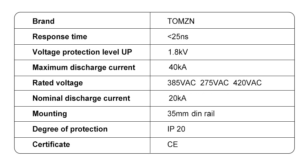 AC SPD 2P 20KA~40KA 275V House Surge Protector protection Protective Low-voltage Arrester Device