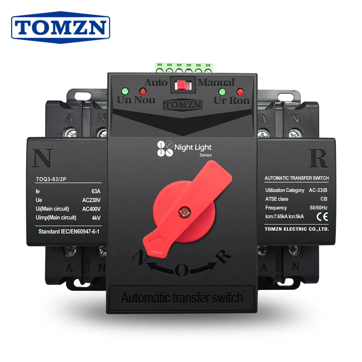 Tomzn Light Series 2p MCB Type Dual Power Automatic Transfer Switch ATS