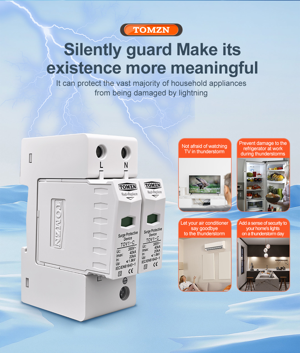 AC SPD 2P 20KA~40KA 275V House Surge Protector protection Protective Low-voltage Arrester Device