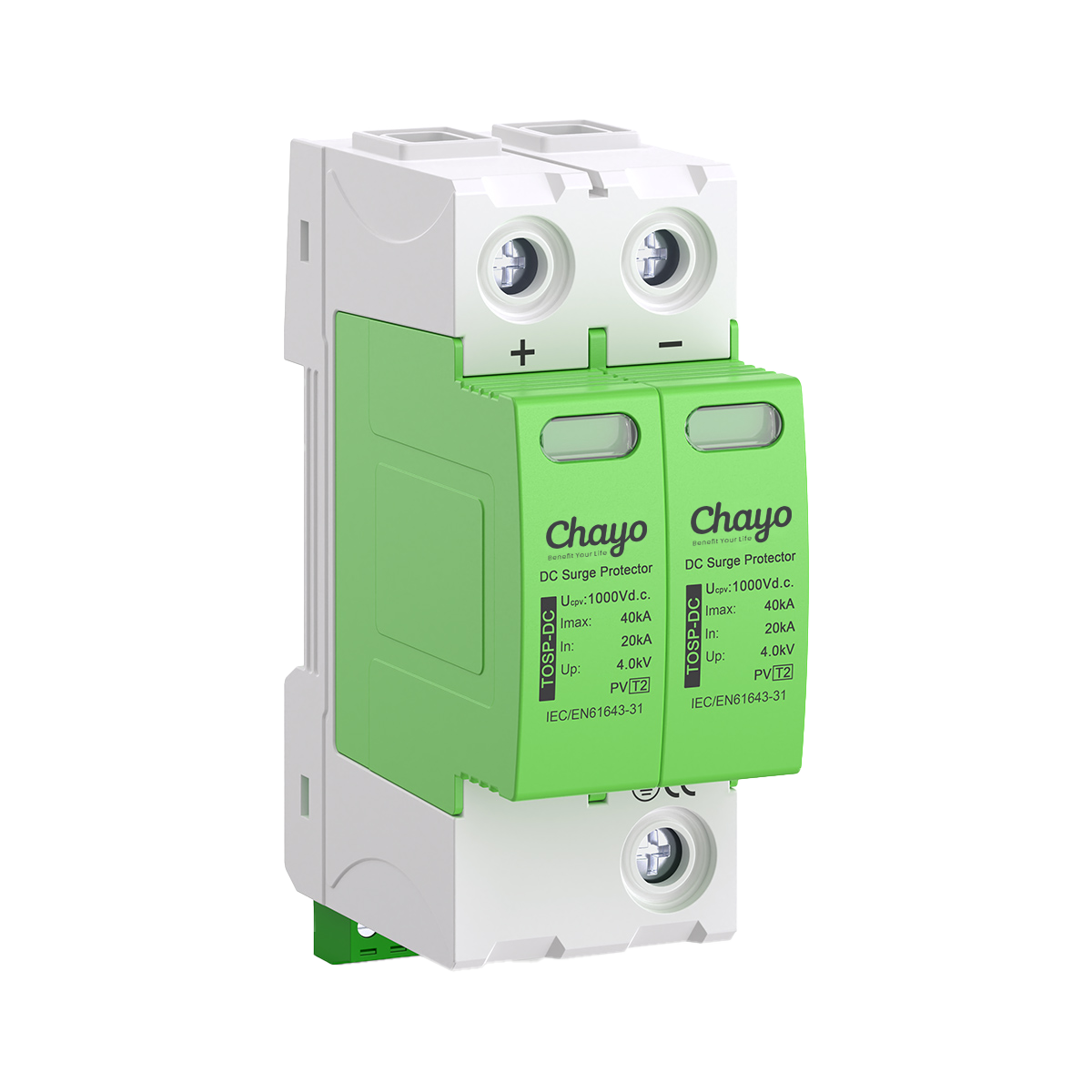 DC Copper Surge Protective Device 1000V SPD 2P 3P 40KA Lightning Arrester for Solar PV Systems Chayo