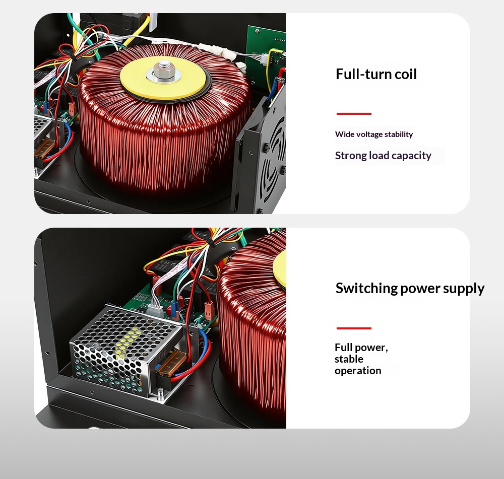Fully Automatic Household 220V Voltage Stabilizer ultra Low Voltage 45-280V AC air Conditioner Regulated Power Supply 10KVA LED