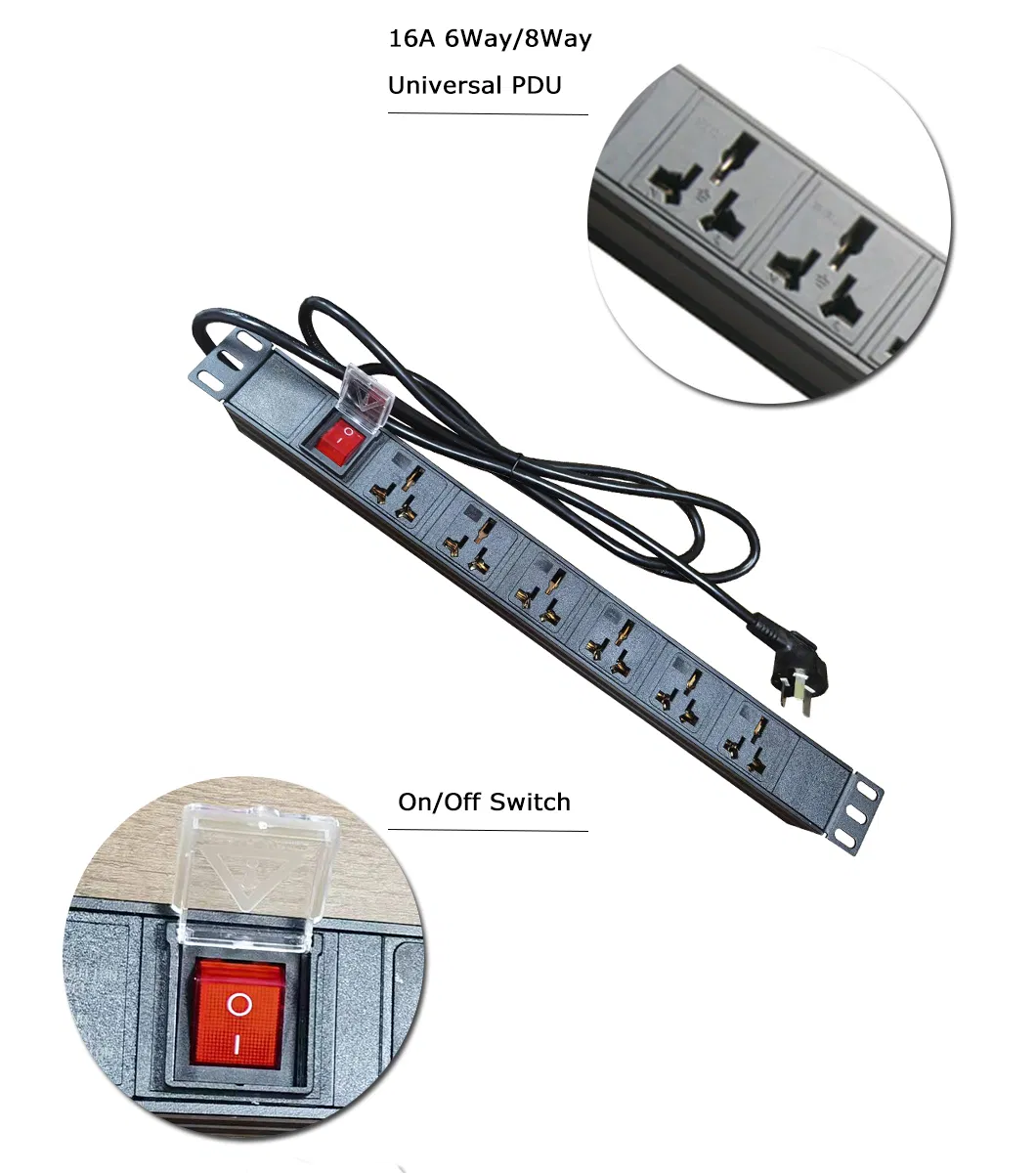 Universal PDU 1u Multipurpose Socket 8port Power Distribution Unit for Server Rack