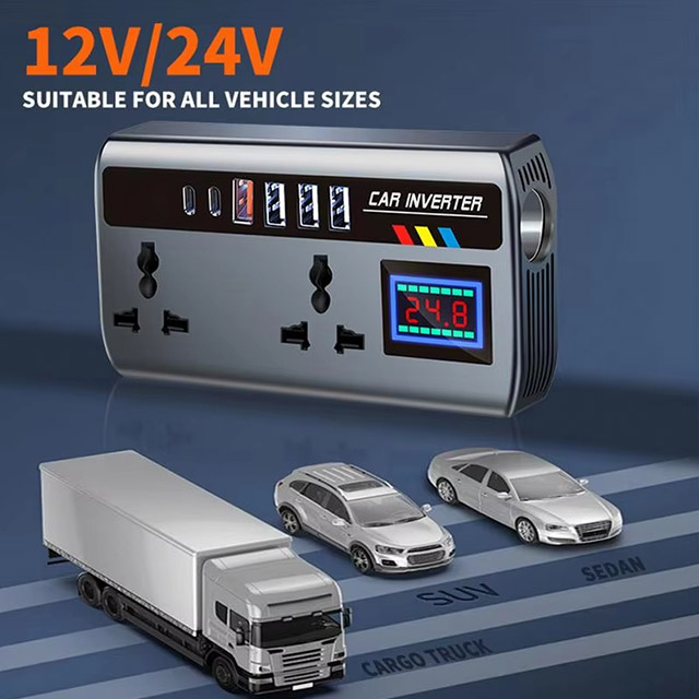 Car Inverter 12v24v Car Converter 220V Fast Charging Ports Portable Automotive Charger Inverter 3 USB Ports Car Charger