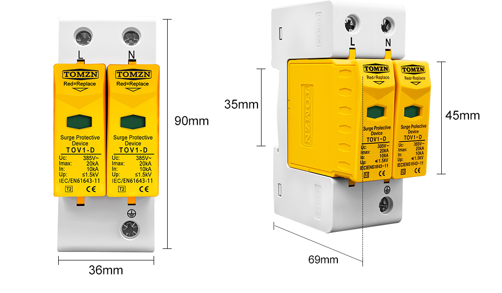 AC SPD 2P 20KA~40KA 275V House Surge Protector protection Protective Low-voltage Arrester Device