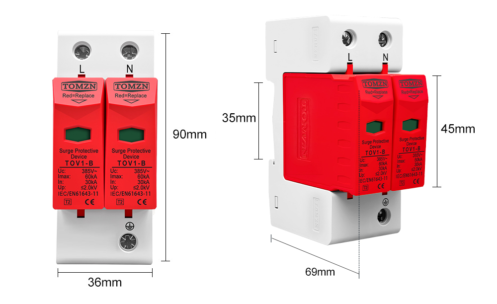AC SPD 2P 20KA~40KA 275V House Surge Protector protection Protective Low-voltage Arrester Device