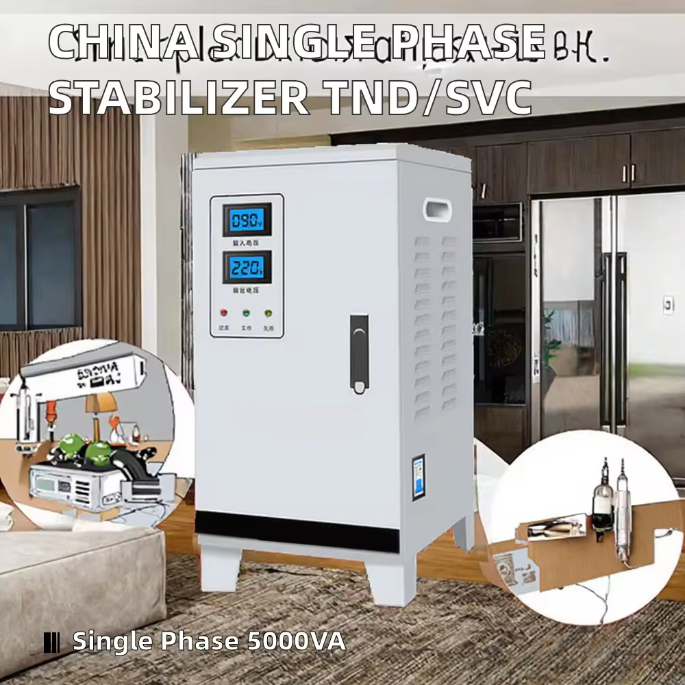 Wanbo-117 Custom Logo Design Single Phase Servo Motor Control TND SVC Stabilizer Digital Display High Efficiency 0.98 50/60Hz