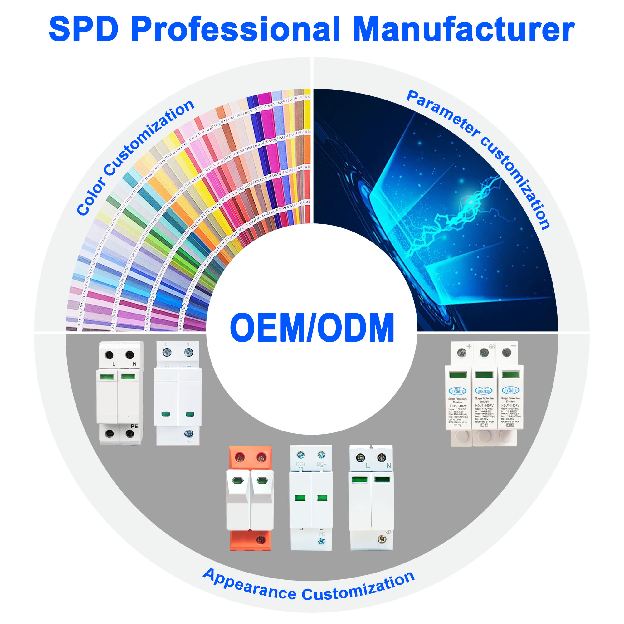SPD 20KA-40KA Warranty Pv Surge Protector protection Arrester Deviceac spd 40ka Surge protection Device spd