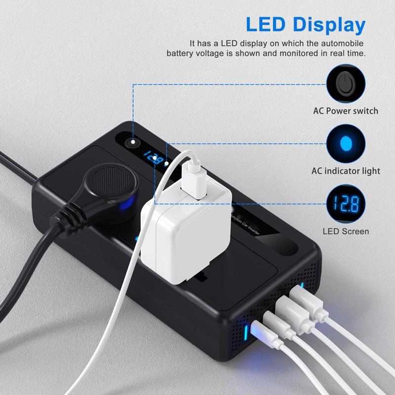 12v to 220v car inverter display 5