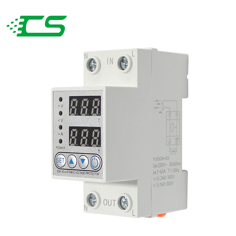 Adjustable Automatic Rail Mount Output Stabilizer DC Single Phase Current Over Under Voltage Protector with Current Protection