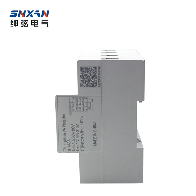 DIN Rail Mounted Over / Under Voltage Protector Smart Circuit Breaker Power Line Protection Three-phase VA Protector 3P+N