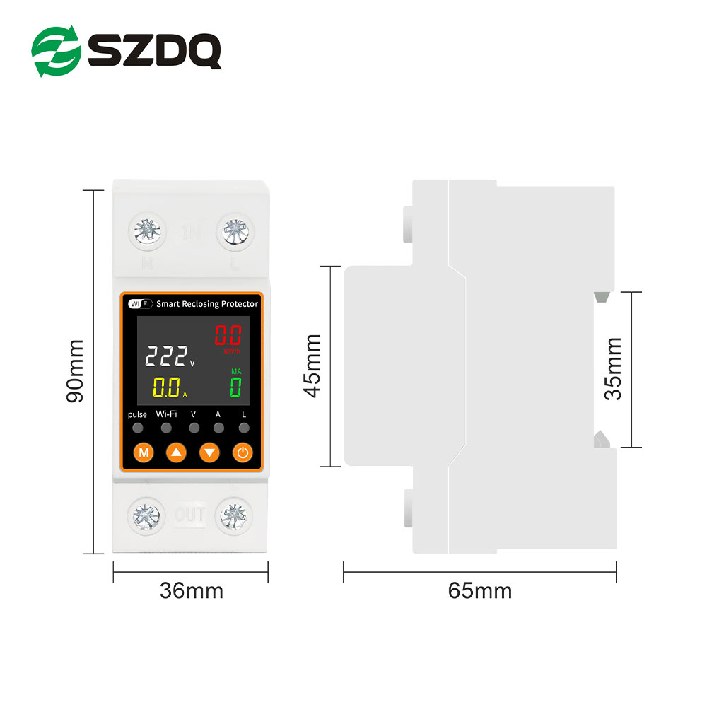 Tuya WiFi Smart Relay Voltage Stabilizer 63A Single AC 10kVA 50/60Hz Reclosing Protection Voltage Leakage App Control DIN Rail