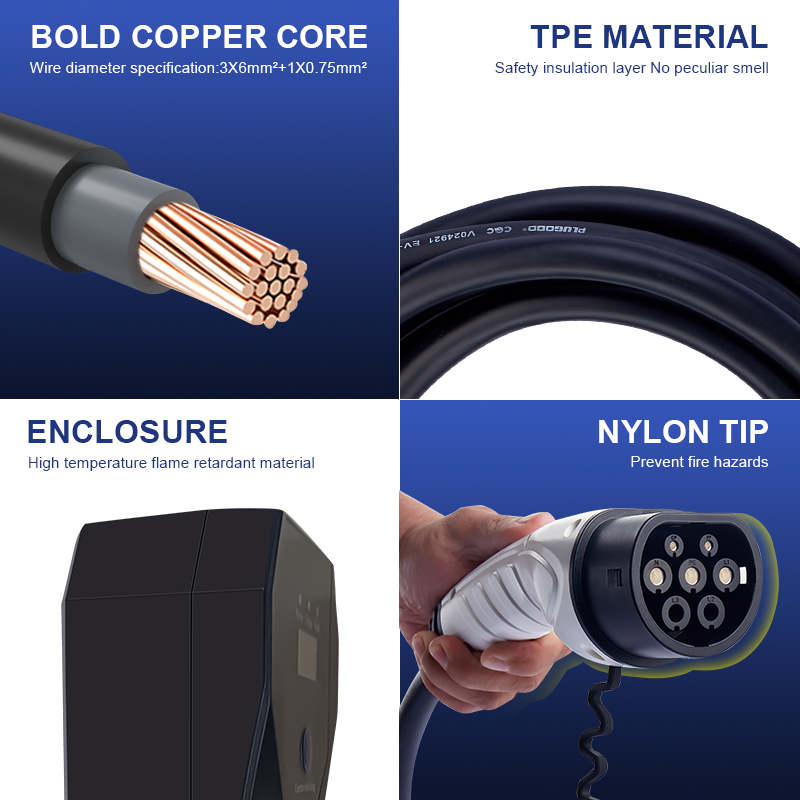 Type 2 EV Plug Dc 7KW 22KW Oem Micro Inverter Ev Charger Portable Home Electric Car Charger Fast Ev Car Charger