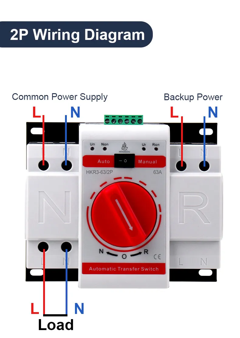 2 Pole 63A/125A ATS Automatic Transfer Switch