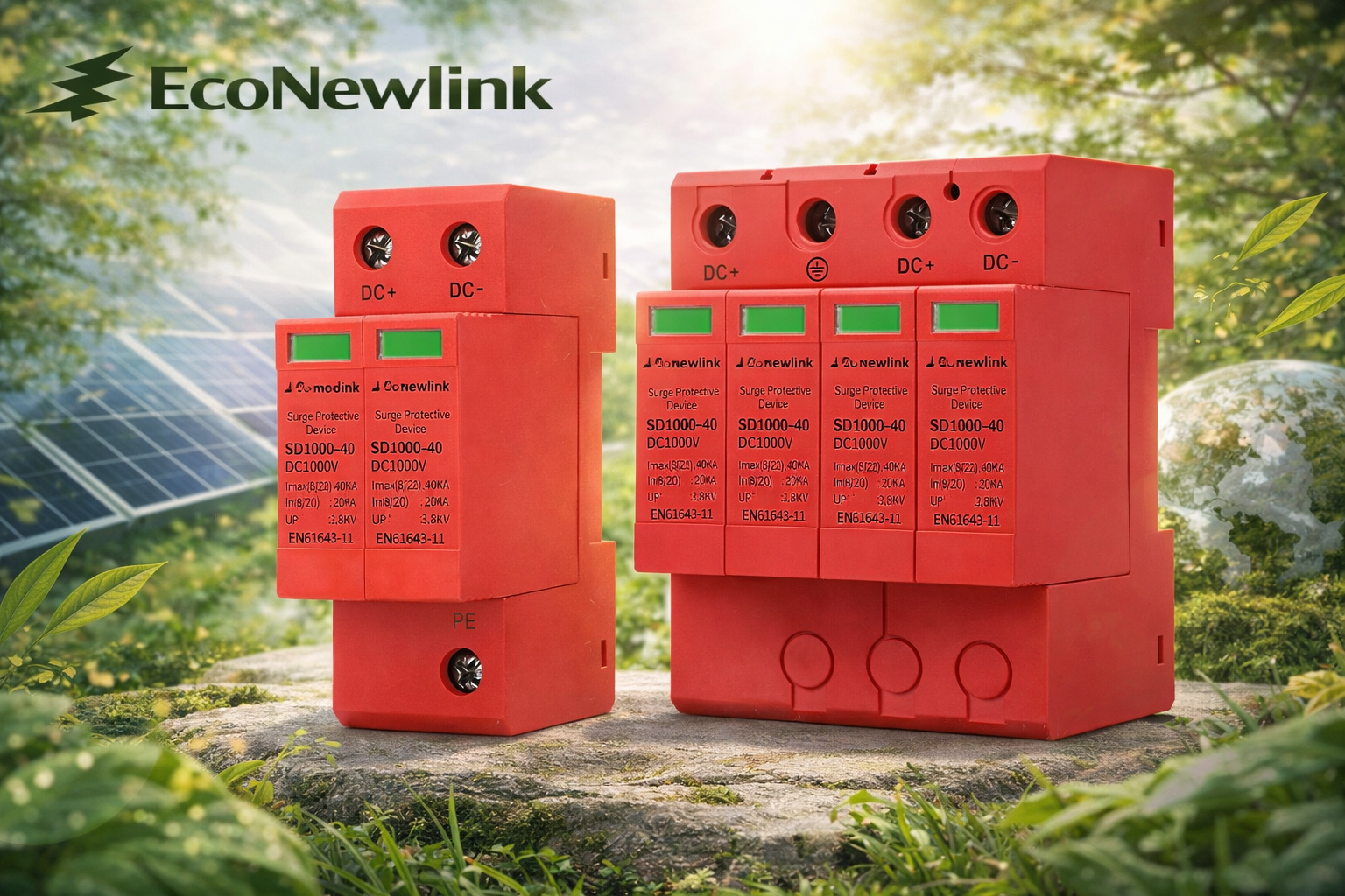 Photovoltaic DC Surge Protector 40kA 80kA Lightning Protection Device Distribution Box Model SD SPD-40