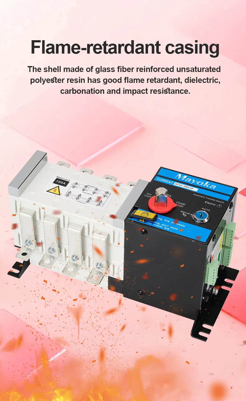 Wfq3-125/4p 125A Three Phase PC Type DIN Rail Automatic Transfer Switch ATS