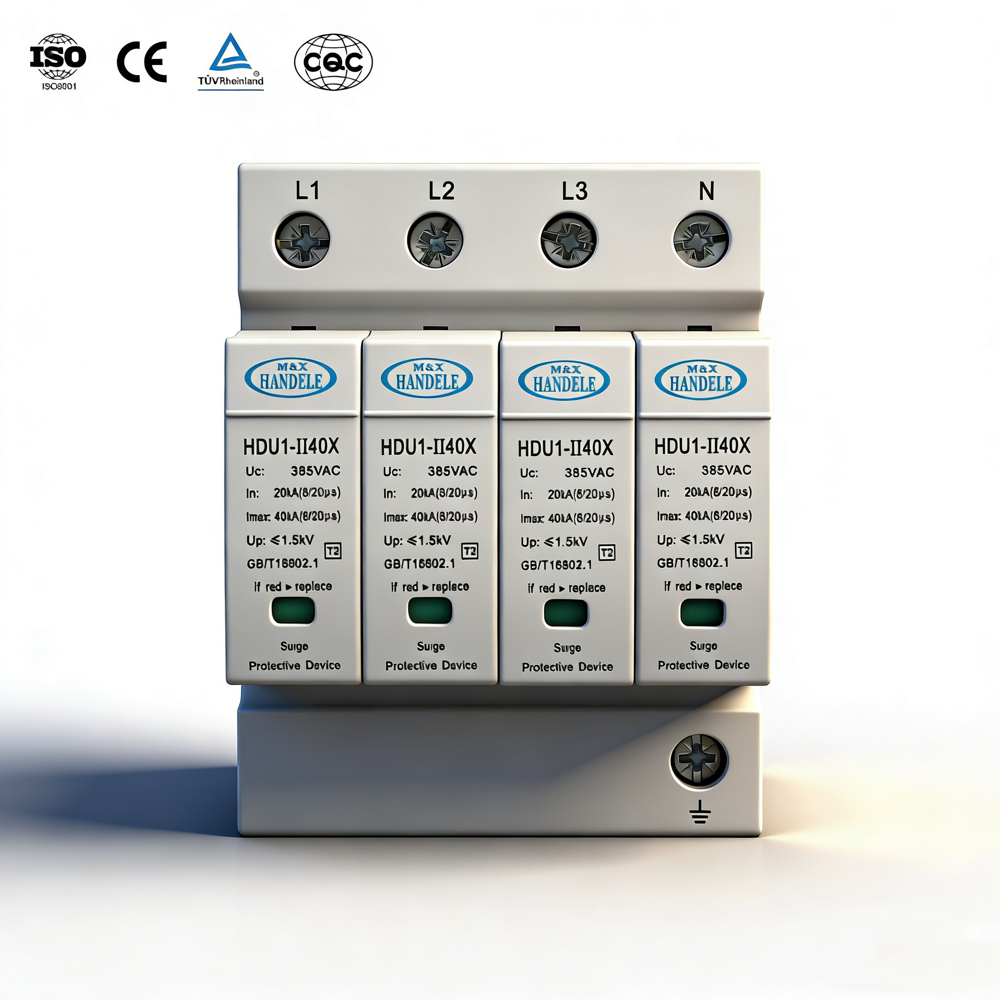Factory Hot Sale T2 CE Certified Transient Voltage HDU1-II40X 385V 40KA 4POLE Surge Suppressor Voltage Protector