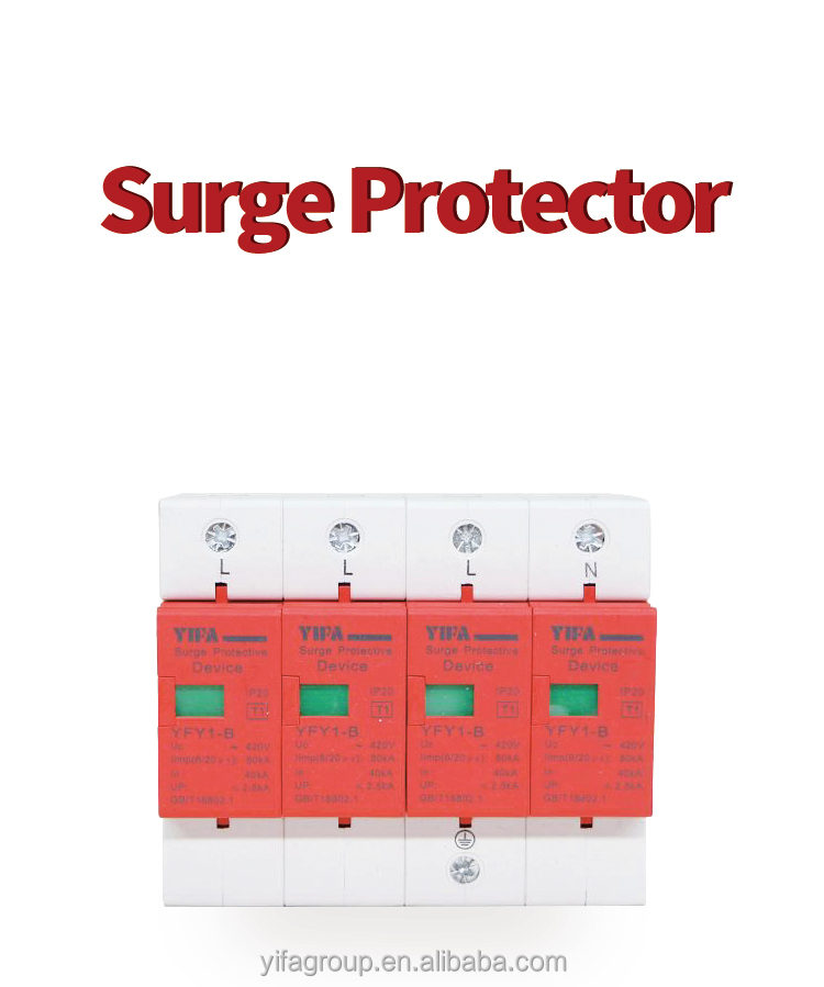 Solar PV DC Surge Arrester Protector 1P 2P 3P 4P 20KA 40KA 500V 600V 800V 1000V 1 2 3 4 Pole T2 SPD Surge Protective Devices