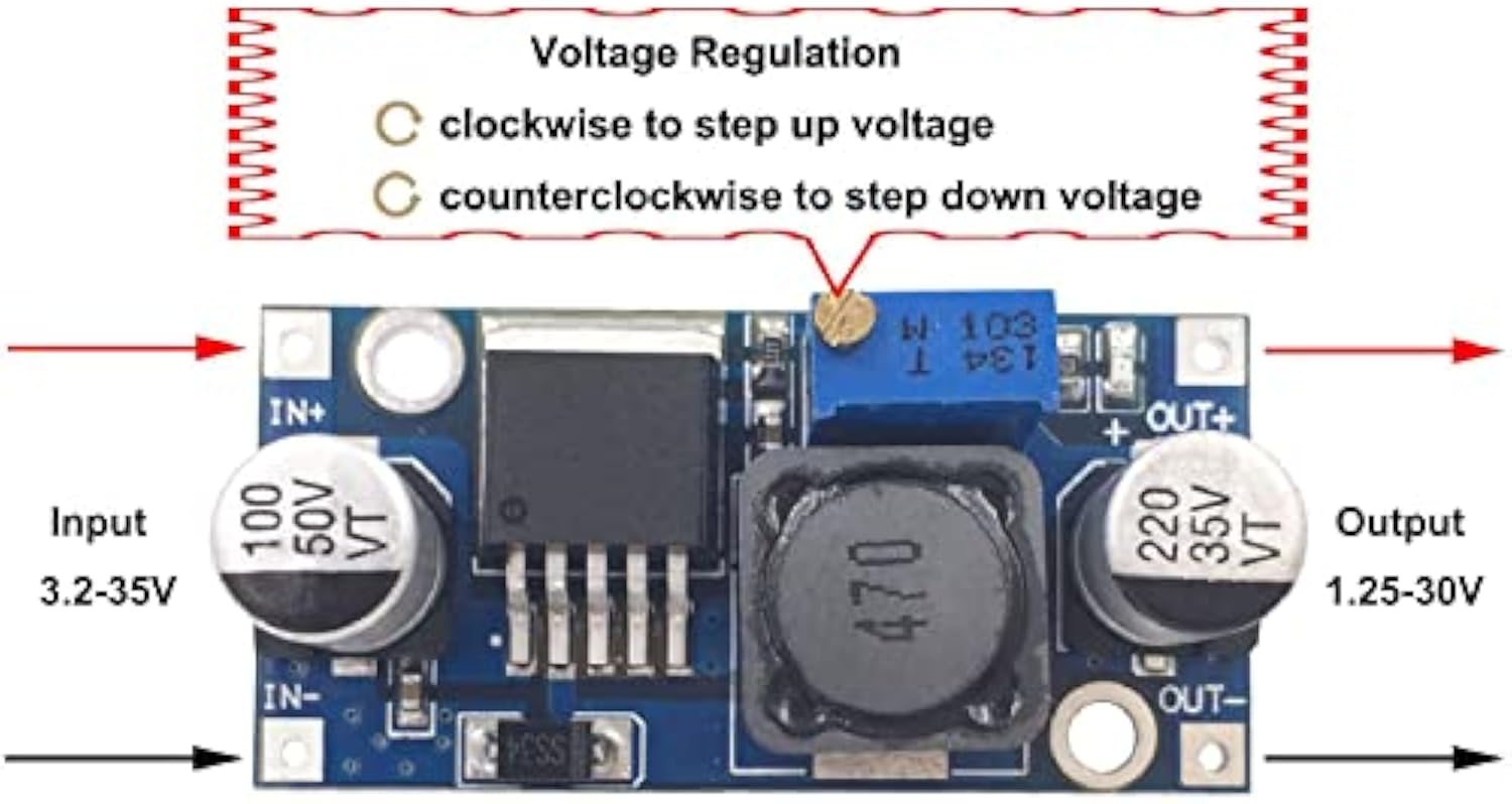 Aismartlink LM2596 DC To DC High Efficiency Voltage Regulator 3.2-35V To 1.25-30V Buck Converter Power Supply Step-Down Module