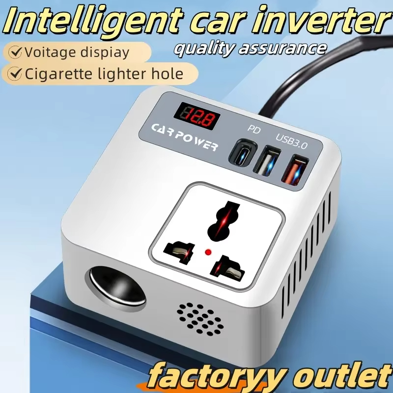 12V 100W Power Inverter Charger USB PD Car Charger Featuring Type-C Port 2 X USB Ports DC 220 Volt Converter Chargers Adapters