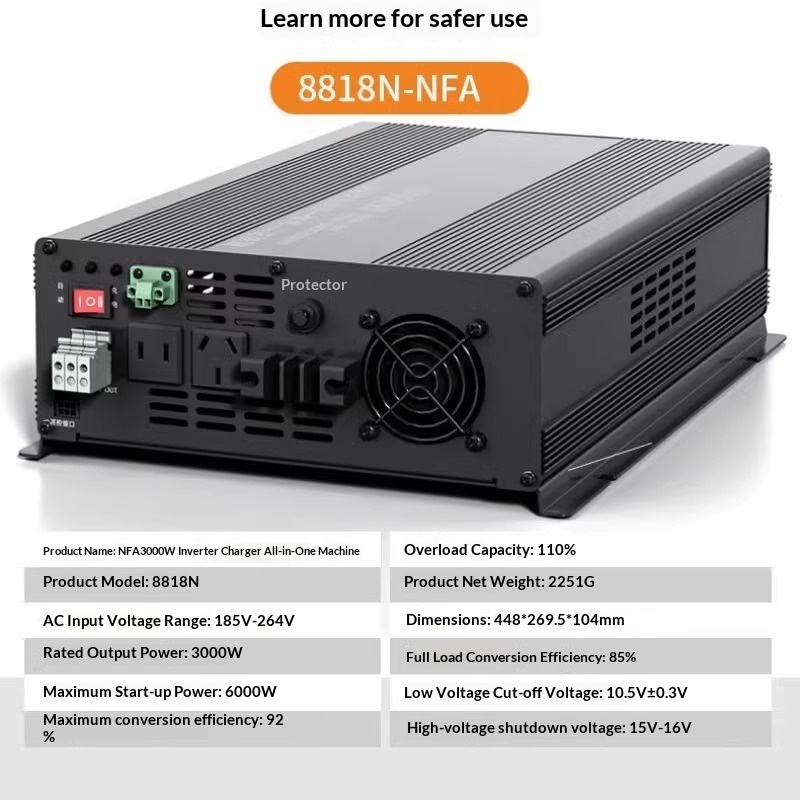 3000W 12V/24V to 110/120V/220V AC Solar Power Inverter Charger UPS Function for RV Truck Boat Off-Grid caravan Inverter NFA