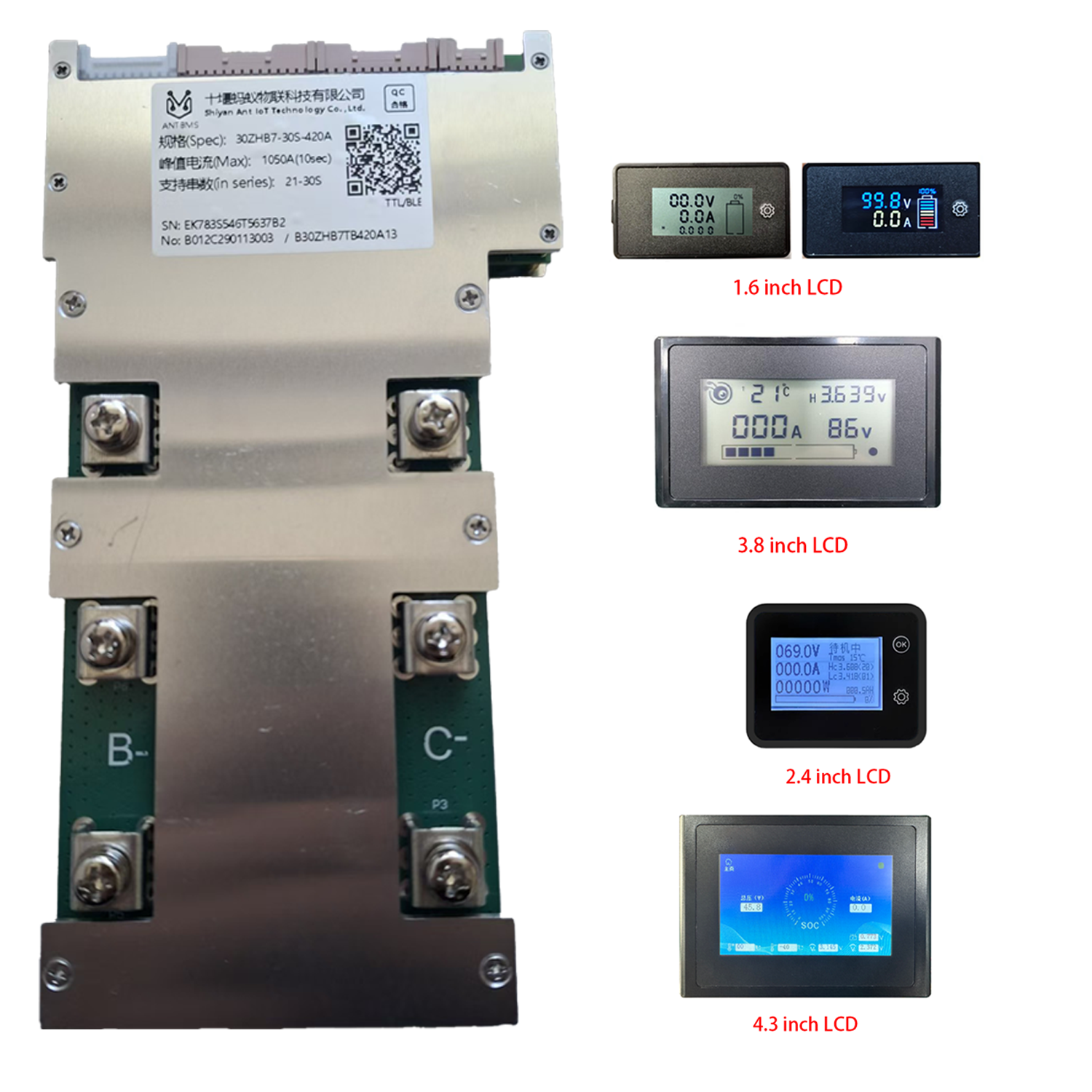 Ant BMS 30S 420A Peak 1050A 48V LiFePO4 EV RV Forklift Battery Balancer FR-4 PCB Board for Charging